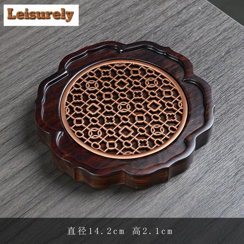 Traditional Walnut Tea Tray Teapot Teacup Solid Wood Tray Mat Thermal Insulation Coffee Cup Trays Home Tea Ceremony Accessories