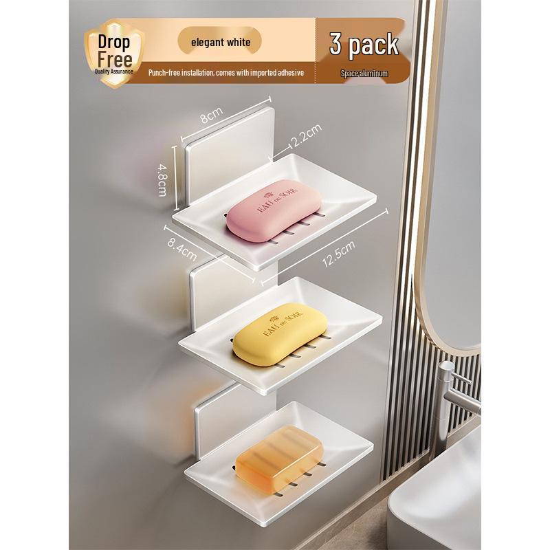 Gun Gray Aluminum Wall-Mounted Soap Dish - Creative, Punch-Free Draining Holder for Bathroom Storage