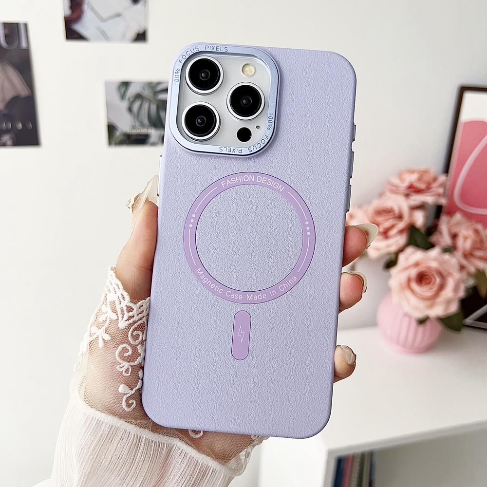 KEYSION Matte Leather Texture Hard PC Phone Case for MagSafe for iPhone 13 14 Pro Max 14 Plus Magnetic Shockproof Back Cover
