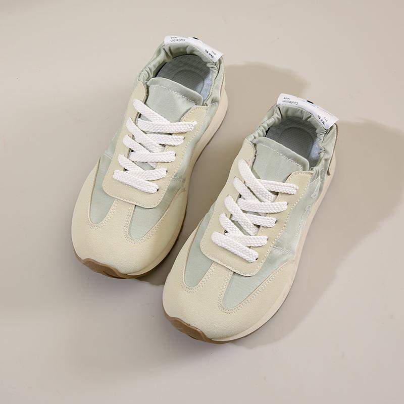 

Новинка 2024 года, женские повседневные кожаные кроссовки из вулканизированной кожи, дышащие спортивные туфли на плоской подошве для ходьбы, бега и бега 36 зелёный