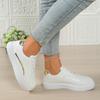 Comfortable Plus Size Sneakers Fashion Round Toe Spliced Lace-Up Platform Waterproof Non-Slip Flat Single Shoes