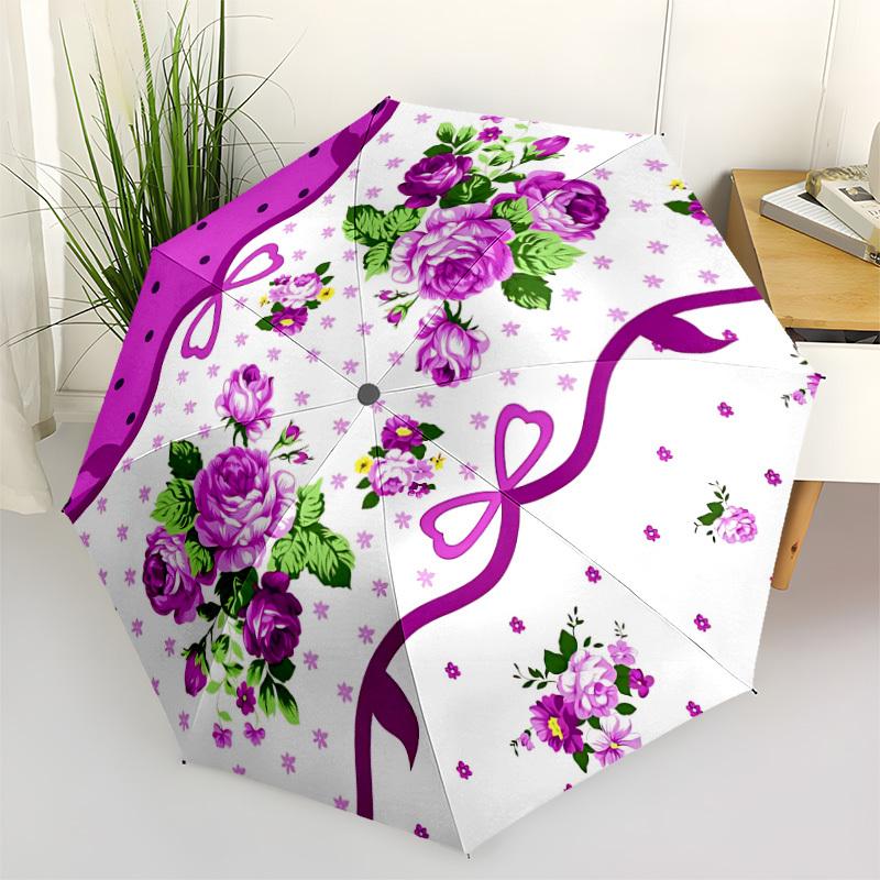 

1pc Floral Pattern Automatic Opening/Closing Folding Umbrella with 8 Ribs,Portable Sunshade Umbrella Birthday and Holiday gifts yy251231143