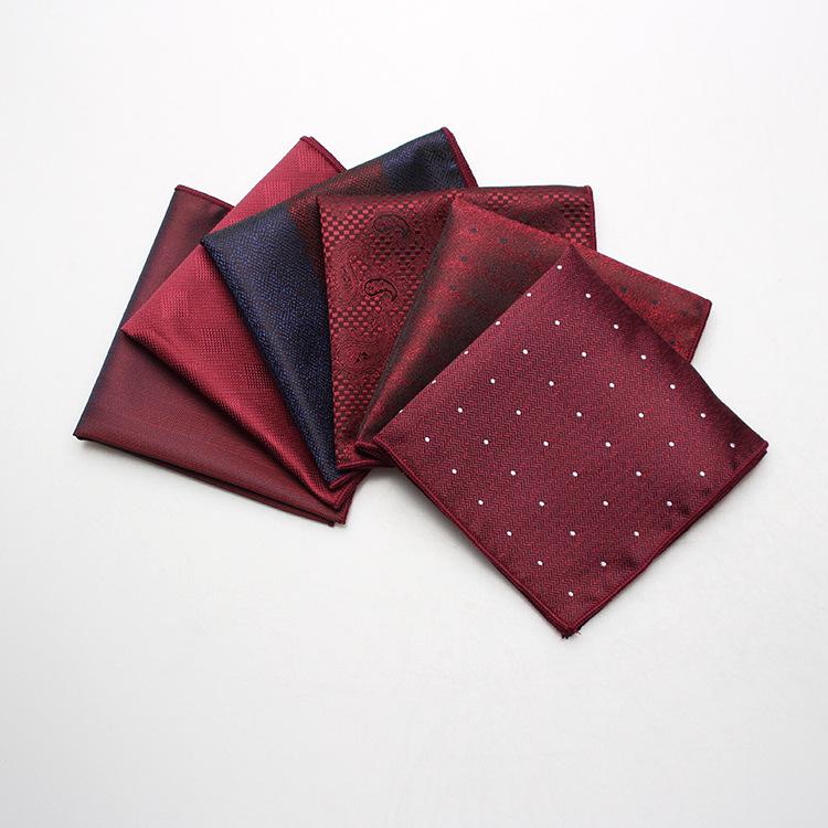 Men'S Suit Pocket Towel, Wedding Best Man Wedding Host Burgundy Striped Polka Dot Square Towel