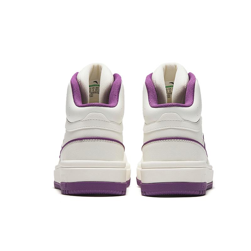 New Anta Life Collection Anti-Slip Wear-Resistant Mid-Top Skateboard Shoes Women's White Purple 922448083-4