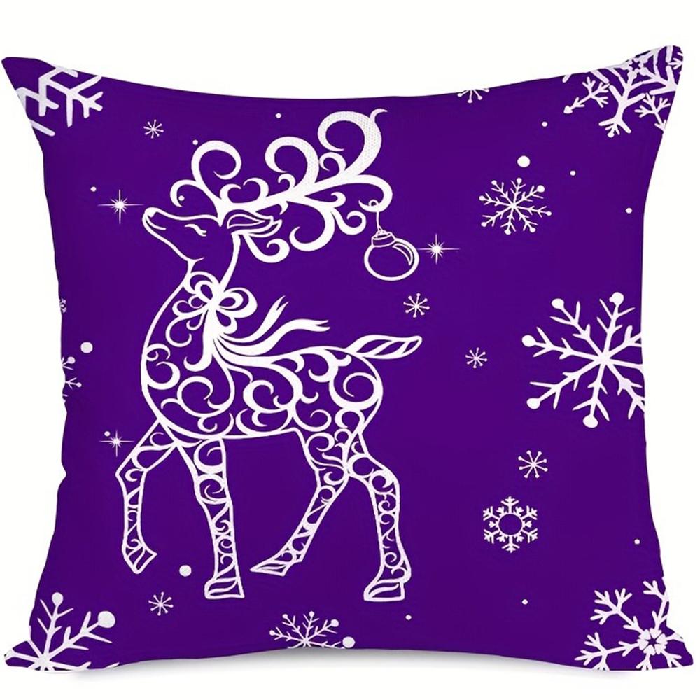 Purple Christmas Theme Pillowcase Home Holiday Party Decoration Pillow Cover Suitable for Room Living Room Sofa Cushion Cover