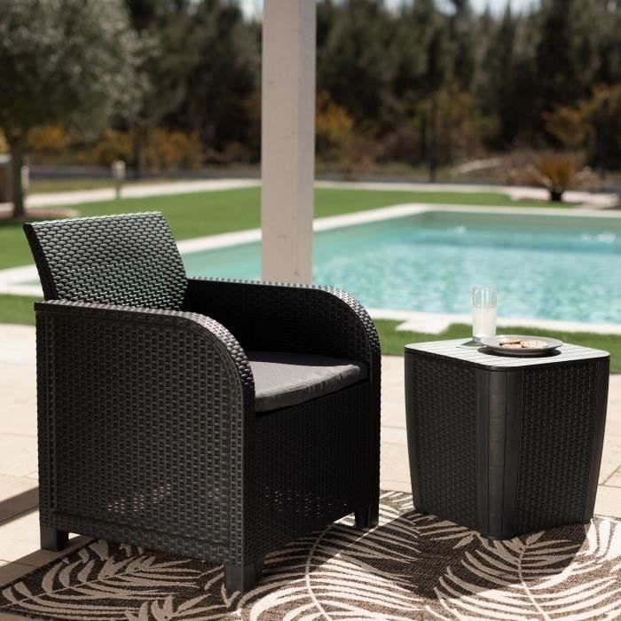 Garden Armchair with Cushion - In Resin - Allibert by KETER - SanRemo - Graphite Gray