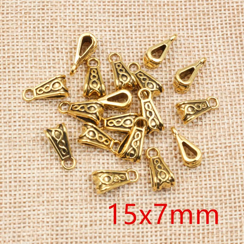 20pcs/lot DIY Handmade Beads Bails Pendants Jewelry Making DIY Necklace Antique Silver Color Bails Pendant Charm Beads Bails