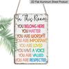 2D Flat Inspirational Rainbow Metal Sign "You Belong Here" - Vintage-Style 12X8 Inch Multicolor Aluminium Wall Art Featuring Positive Affirmations
