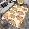 Cute Cartoon Animals Carpet with Bears, Ducks, Fruits, Beige Background Suitable for use as an anti-slip for living room bedroom sofas