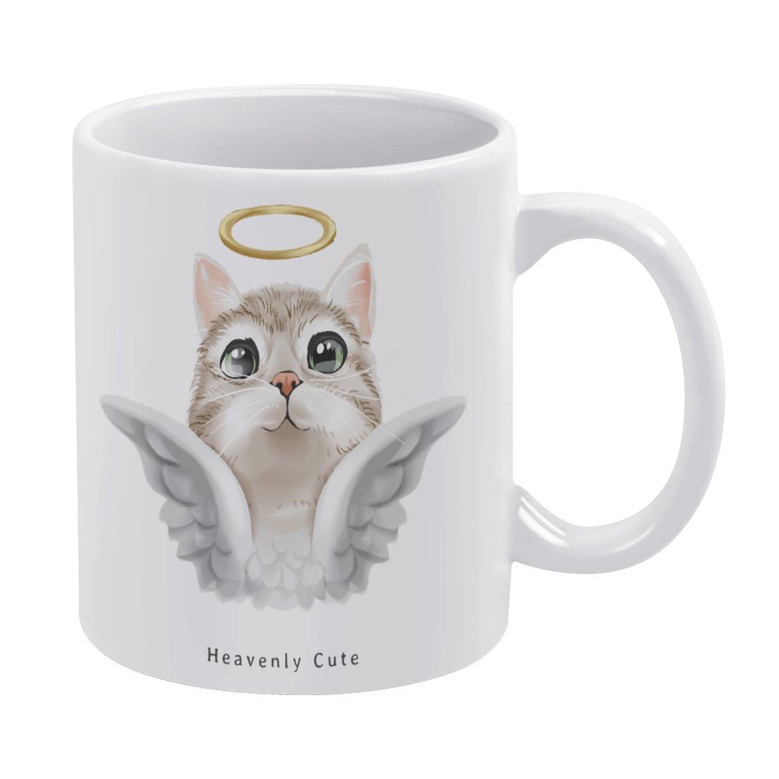 

1 шт. 11 унций Белая керамическая кружка с двусторонним принтом. Прочная кофейная кружка, подходит для использования дома и в офисе. белый