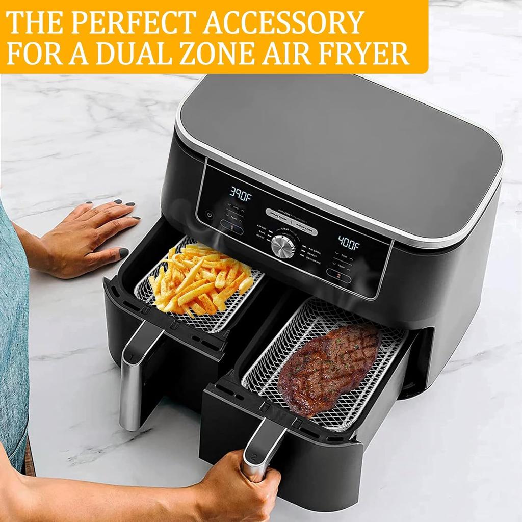 Air Fryer Rack Accessories for Ninja Dual Basket, 3 Layers, 304 Stainless Steel Stackable Bacon Air Fryer Accessories for Ninja AF300UK,