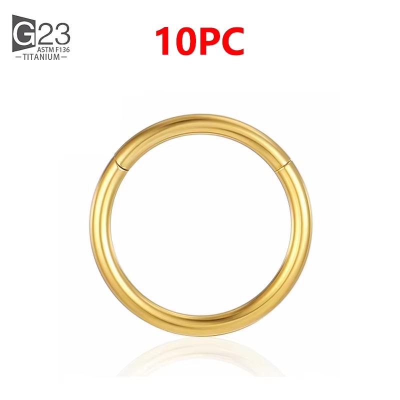 1/10Pcs G23 Titanium 14G/16G/18G Nose Rings Hinged Segment Ear Cartilage Tragus Earrings Hoops Septum Clicker Piercing Jewelry