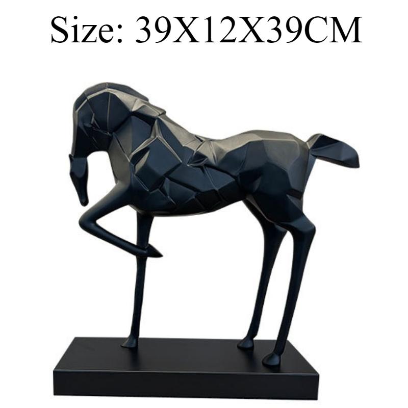 Horse Miniatures Geometric Aesthetic Sculpture Office Desktop Art Creative Figurines Bedroom Resin Animal Luxury Accessories