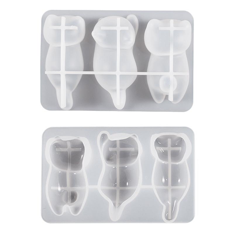 

3D Кот Эпоксидная смола Форма Сделай сам Трехмерный Лежащий Кот Спина Брелок Подставка для ручек Силиконовая форма