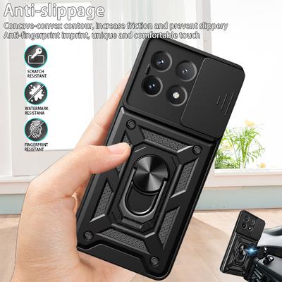Pouzdro pro Xiaomi Poco X6 Pro 5G s vysouvacím krytem s kamerou a držákem na prsten pro telefon pro Poco Little Poco X6Pro X 6 POCOX6 5G Pro