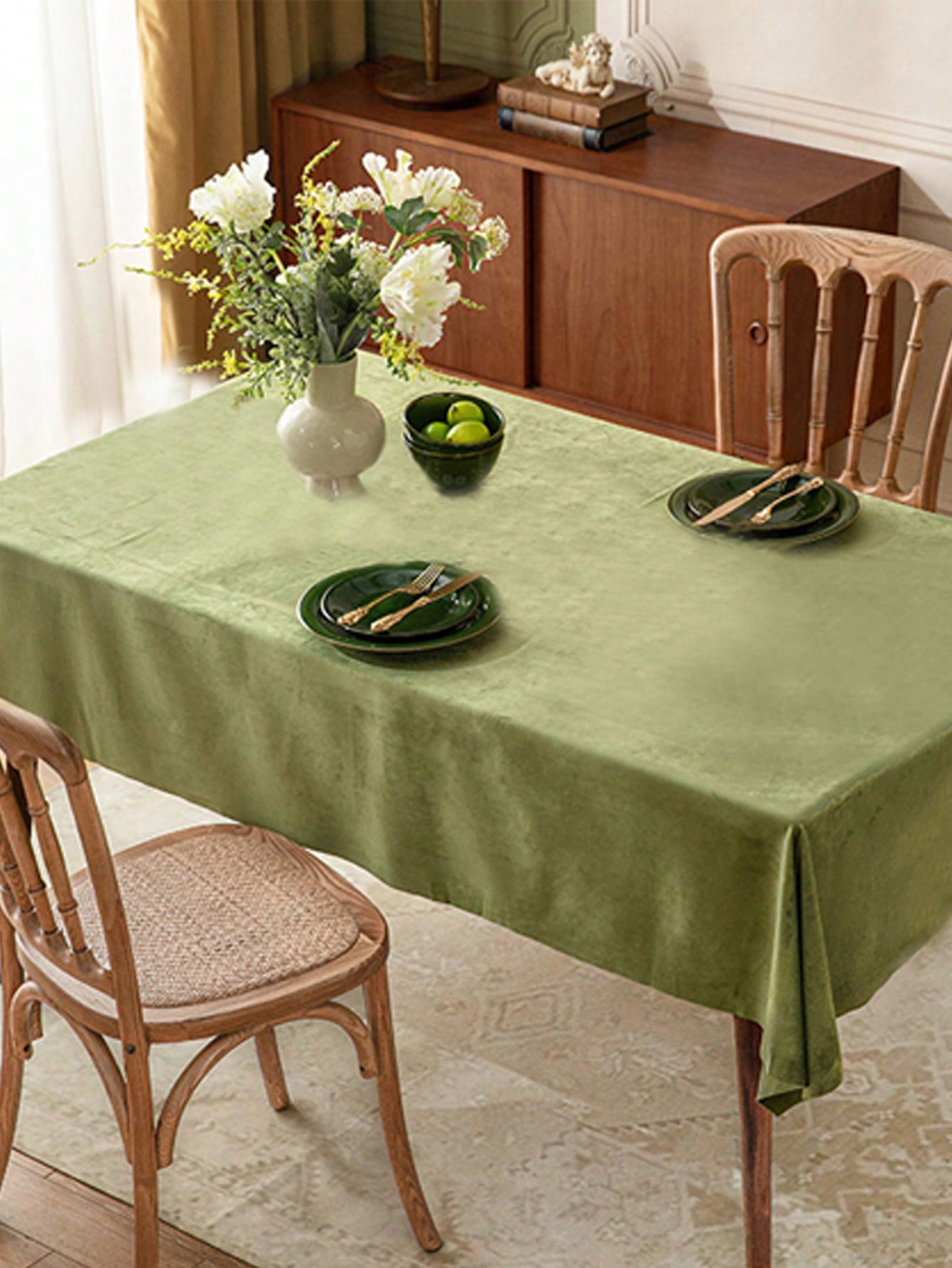 American Retro Solid Color Tablecloth, Premium Rectangular/Square Coffee Table Cover, Decorative Tablecloth for Dining Room & Ki 60X60 cm