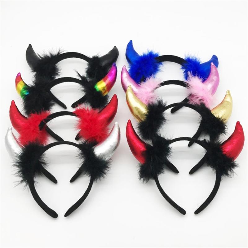 Devil Costume Kits Halloween Party Prop Devil Ears Headband Bow Tie Tail Set Cosplays Performances Prop for Women Kids