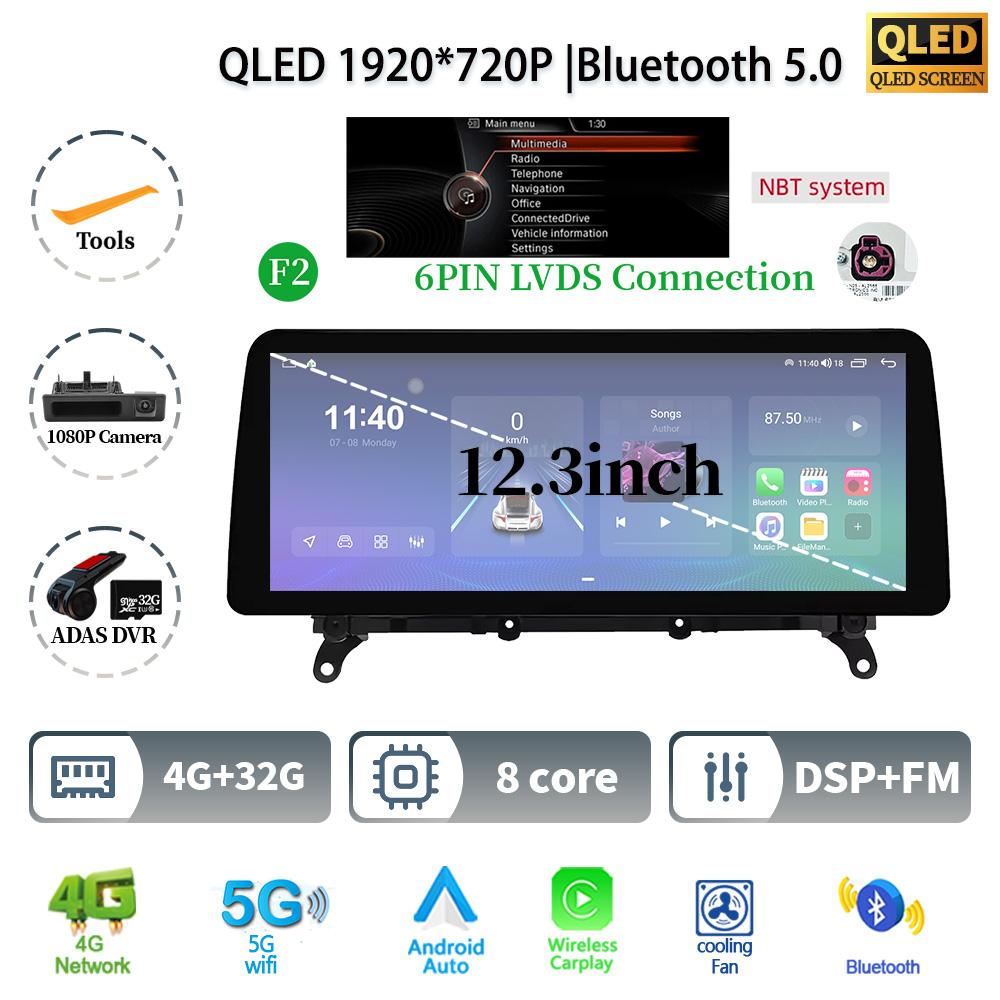 12.3" For BMW X3 F25 X4 F26 2011-2017 Android 14 Car Radio Multimedia GPS Navigation Bluetooth WIFI CarPlay Touch Screen Stereo