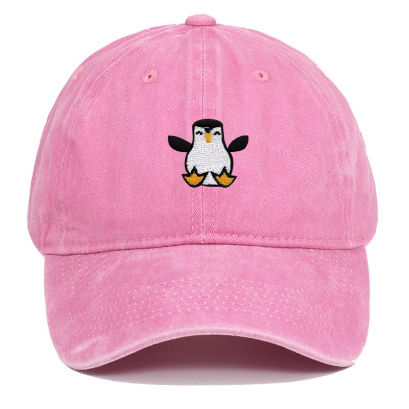 Vyšívaná tučňáčí baseballová čepice - Unisex Retro měkký kšilt Sluneční klobouk