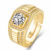 Ring gold-plated domineering full diamond ring diamond ring business men's ring color-preserving double row diamond ring