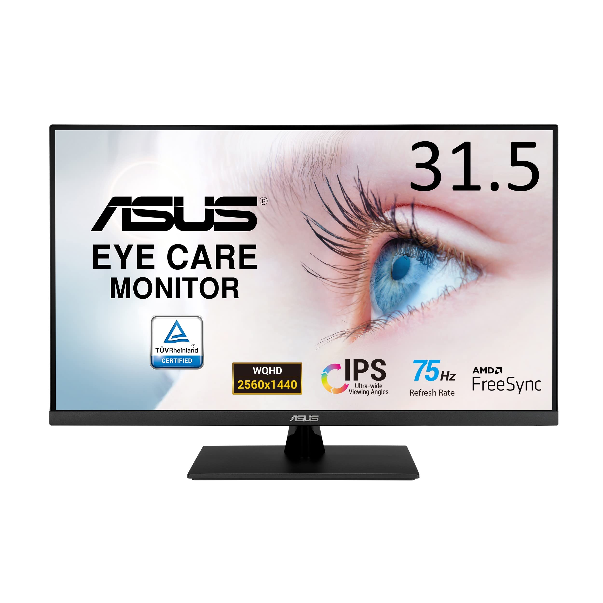 

ASUS Monitor Eye Care VP32AQ 31.5 inch WQHD(2560 x 1440) IPS 100% sRGB HDR-10 DP, HDMI Blue light reduction Flicker-free VESA compatible
