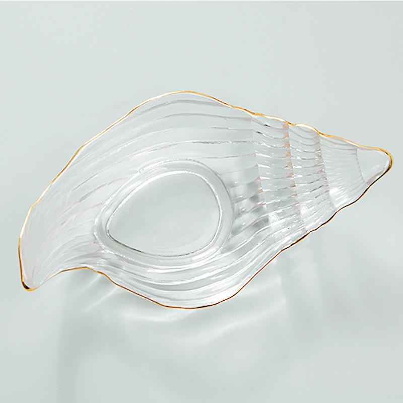 Ocean Series Gold Rimmed Seashell Glass Plate for Snacks & Desserts