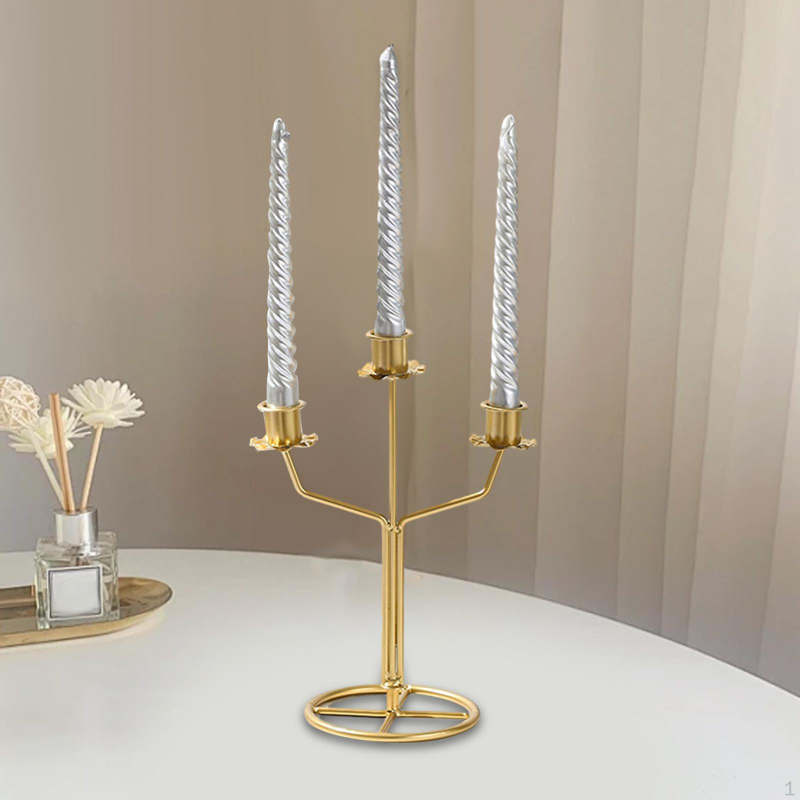 Трехрожковый подсвечник для конических свечей Металлический подсвечник Стойка для свечей на Рождество