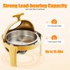 6.34Qt Round Chafing Dish Set for Buffet, High Grade Stainless Steel Catering Warmer Complete set for Party/Wedding, Gold