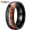 MenBand 6MM 8MM Two Different Koa Wood And Arrow Inlay Band Rings for Men Women Wedding Engagement Jewelry Comfort Fit