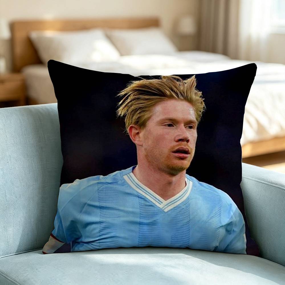 Kevin De Bruyne Football Star-S Square Double-Sided printed Pillow Case Bedroom Bedside Pillow Sofa Cushion Cover Gift