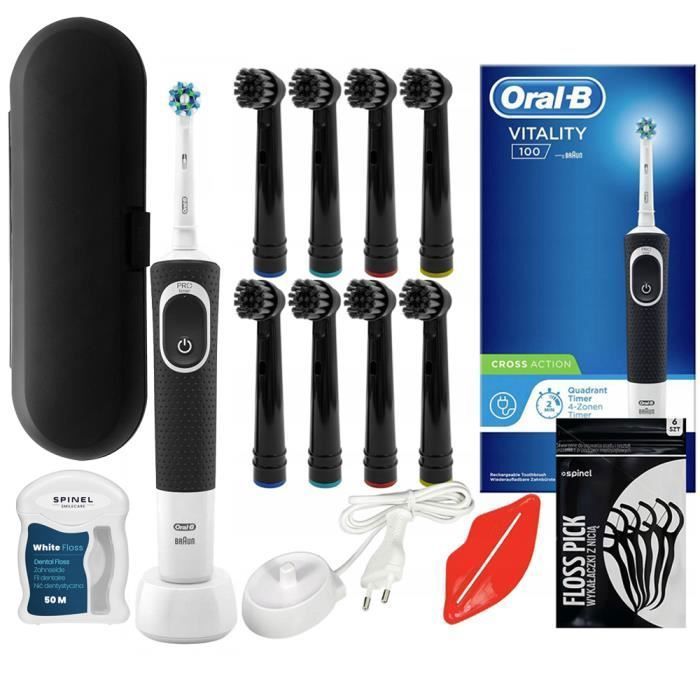 Brosse à dents Oral-B Vitality 100 Noir + accessoires en spinelle