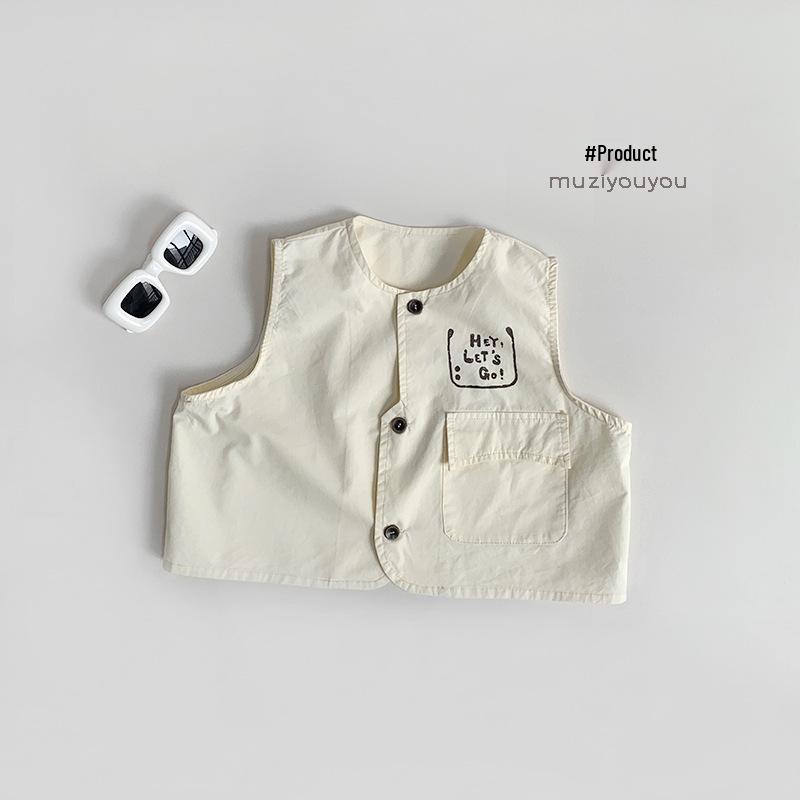 

Spring/Summer Kids Sleeveless Vest: Lightweight, Casual, Korean-Style for Toddlers, Boys & Girls 120 cm бежевый