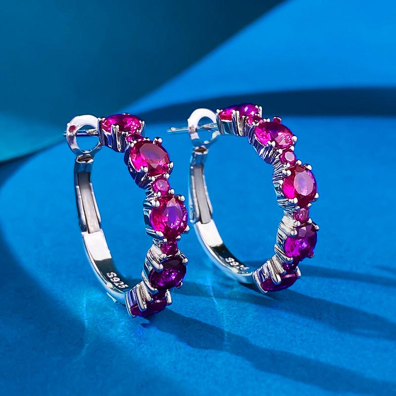 2024 European & American S925 Sterling Silver Full Diamond Circle Earrings - Luxury Inlaid Fashion Women's Style