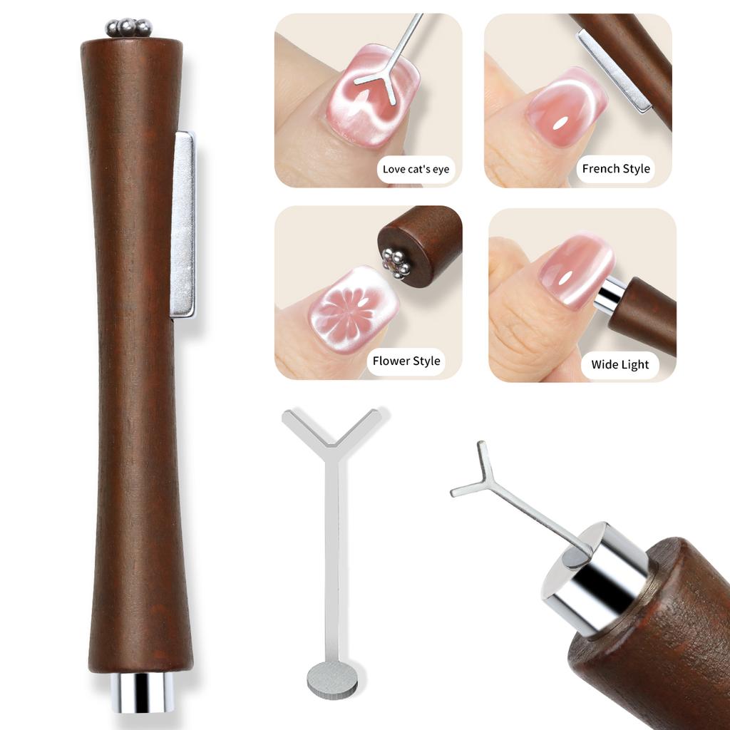 2pcs 3In1 Strong Multifunctional Nail Art Magnetic Stick With Y-Shaped Iron For Cat Eye Nail Polish Heart Effect Nail Art Tools