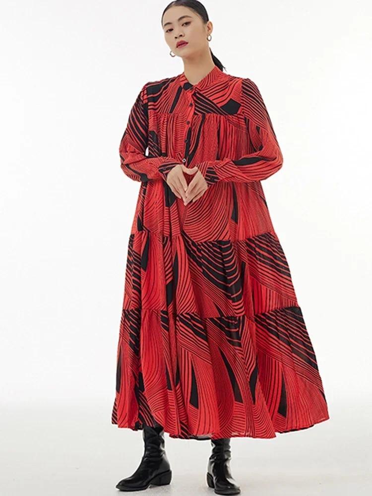 XITAO Full Sleeve Striped Fashion Casual Loose Women Dress DMJ3423