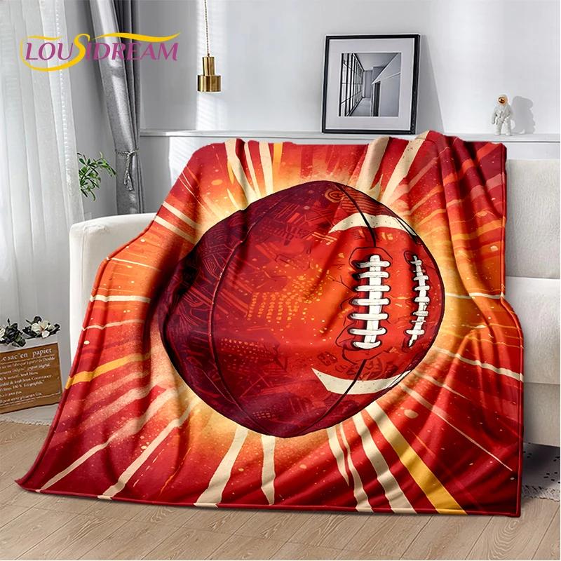 3D Rugby Field Rugby American Football Cartoon 2026 Soft Blanket,Soft Throw Blanket for Home Bedroom Bed Sofa Travel Cover Child