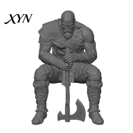 Fan Collectible 3D Printed Warrior Statue, Nordic Mythology Figurine with Material Statue Weapon, Ornament for Home Office Decoration