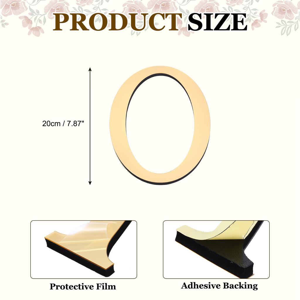 20cm 3D Mirror Acrylic Wall Sticker 26 English Letters Wall Sticker Decals Self-Adhesive Wall Art Mural Home Party Light Gold