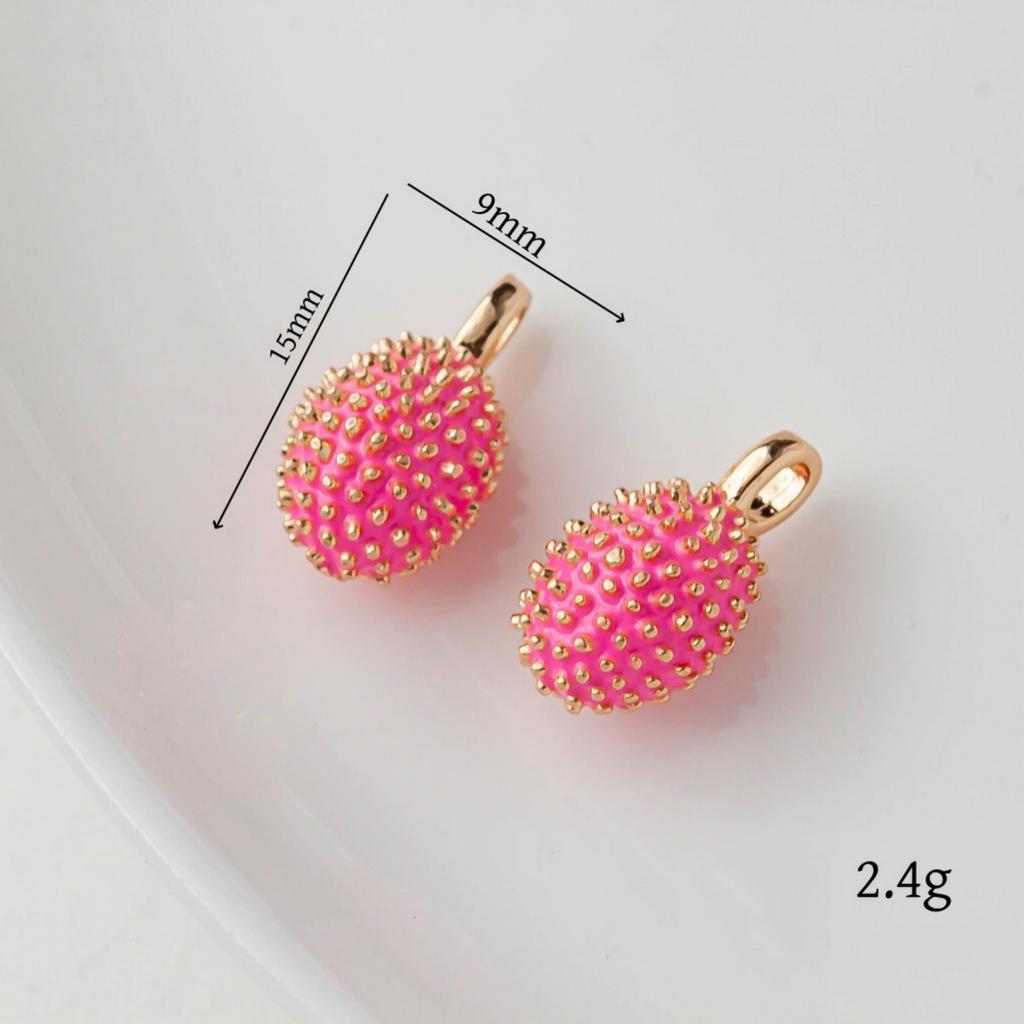 2 PCs Brass Charms 18K Gold Plated Fruit Enamel Pomegranate Peach Strawberry Apple Pendants For DIY Necklace Jewelry Making