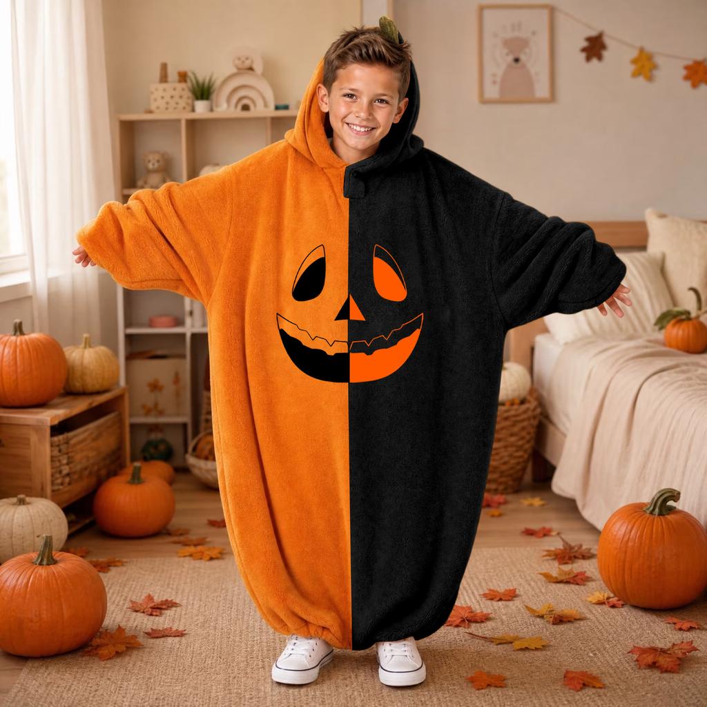 Ensemble Romper en Flanelle Imprimé Halloween pour Enfants - Tenue d'Intérieur pour Pyjama de Fête