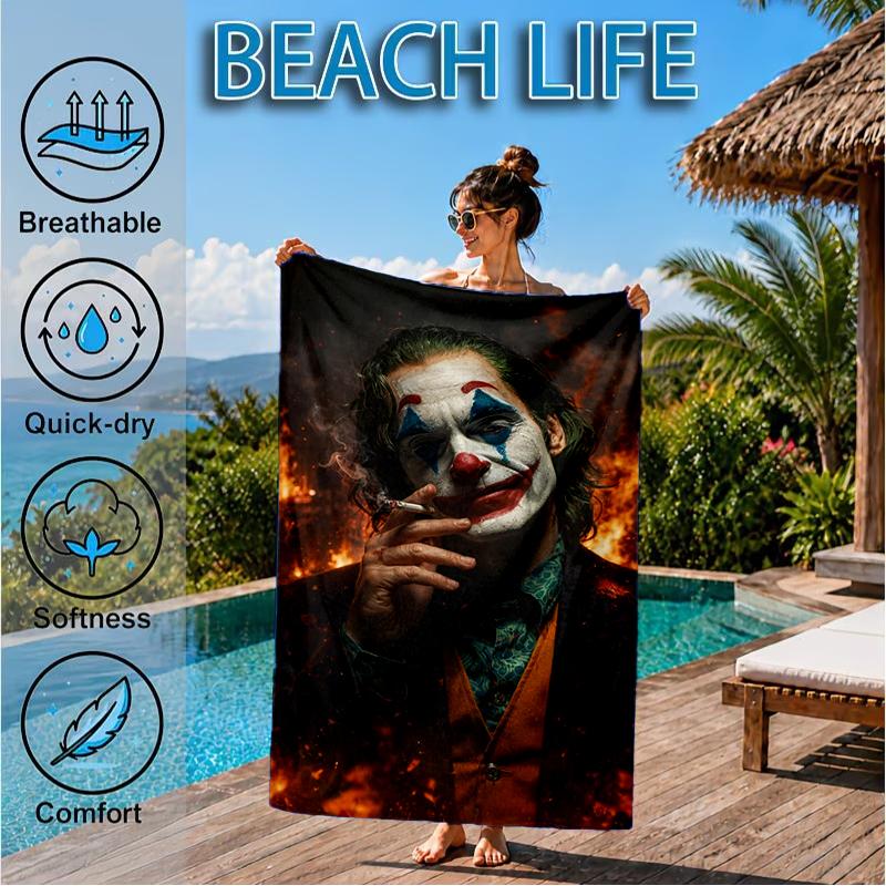Jo-ker In Green Suit Beach Towel, Super Soft Microfiber, Perfect Gift for Her/Him, Birthday, for Pool, Beach, Travel, Decor Beach Party
