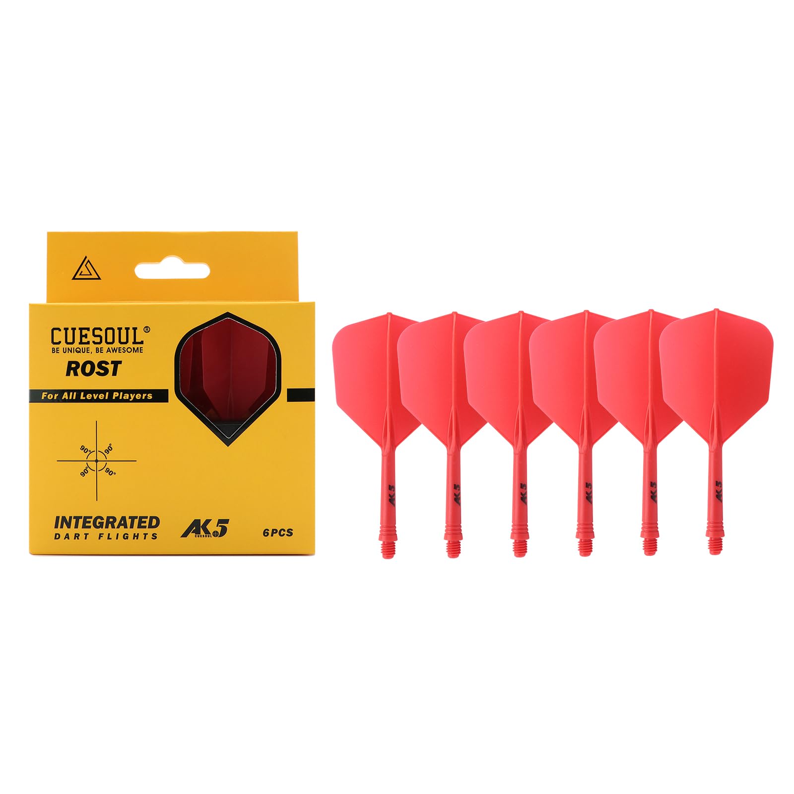 

CUESOUL ROST Series Integrated Big Wing Medium Set of 6 Red Shaft, Flight, Shape, Size, (2-CSAK-52YS)