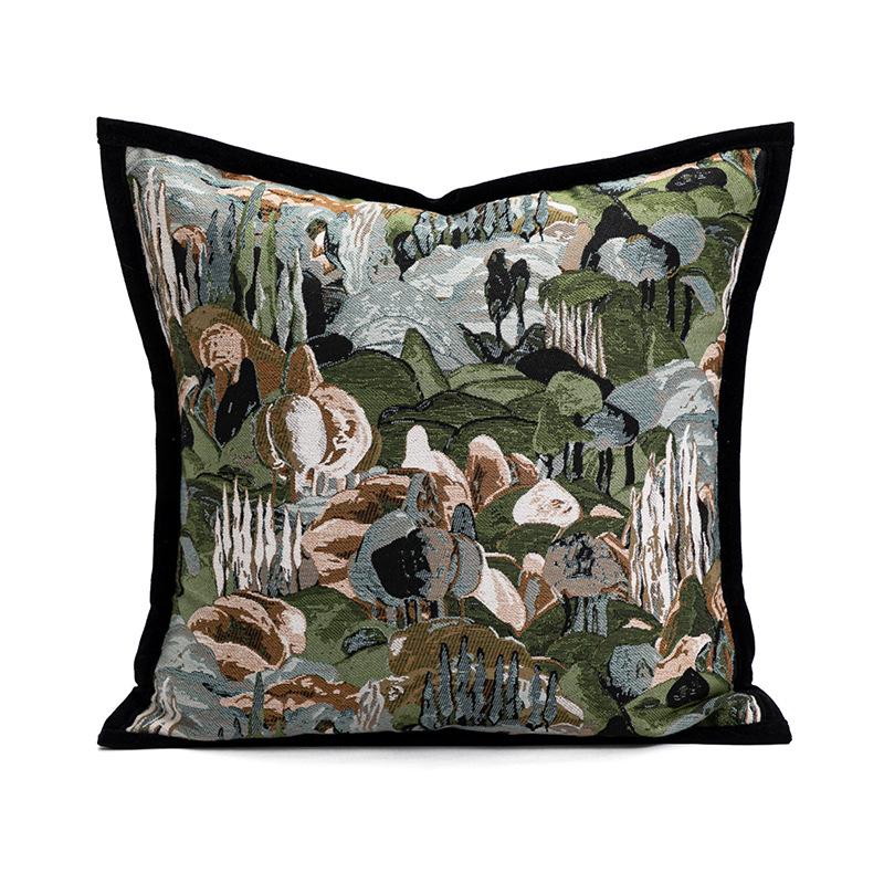 Nordic Pillow Modern Simple Jacquard Cushion Cover 45x45cm Green Baroque Throw Pillow Cover Luxury Living Room Sofa Home Decor Pillowcase Without Core