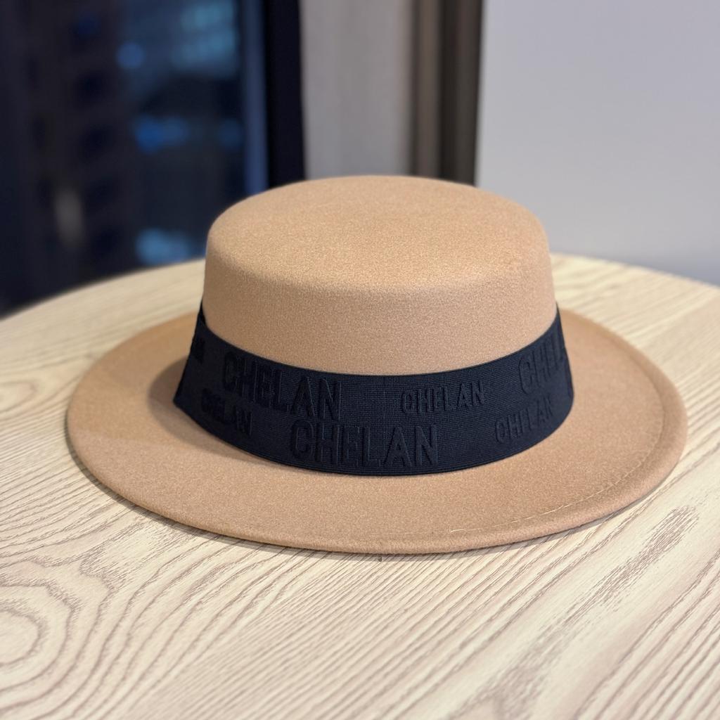 Wool Letter Hat for Women Autumn and Winter Ins Korean Style Versatile Flat Top British Style European and American Fashion Flat Brim