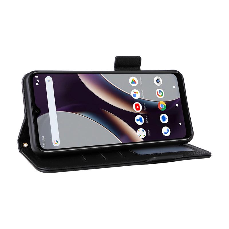 BLU G53 Leather Case: Flip Cover with Card Slot, Lanyard, and Lychee Pattern.