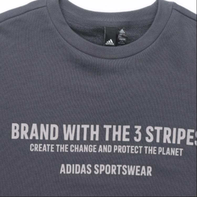 Adidas Alphabet Print Pattern Pullover Crew Neck Sweatshirt Men Tops Grey HZ7018