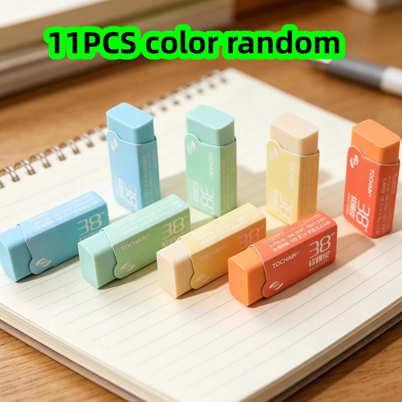 

11-Piece Set of Macaron-Colored Erasers in Random Colors, Super Soft, Low Residue, Clean and Traceless, Suitable for Students and Children, Essential