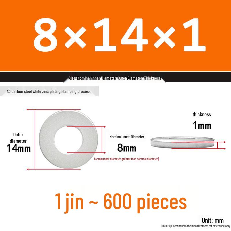 Extra Thick Galvanized Iron Flat Washer, Round, M3-M62