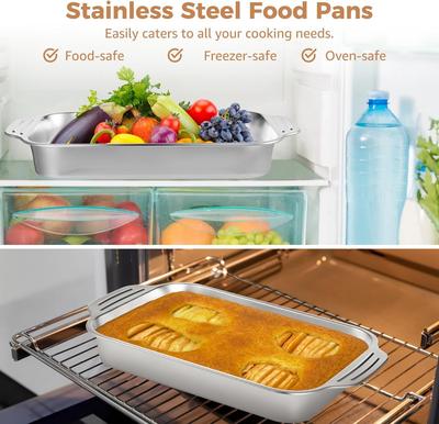 Nonstick Bakeware Set with Grips,Stainless Steel Nonstick Cookie Sheets/Baking Sheets Non-Toxic&Healthy, Mirror Finish&Rust Free