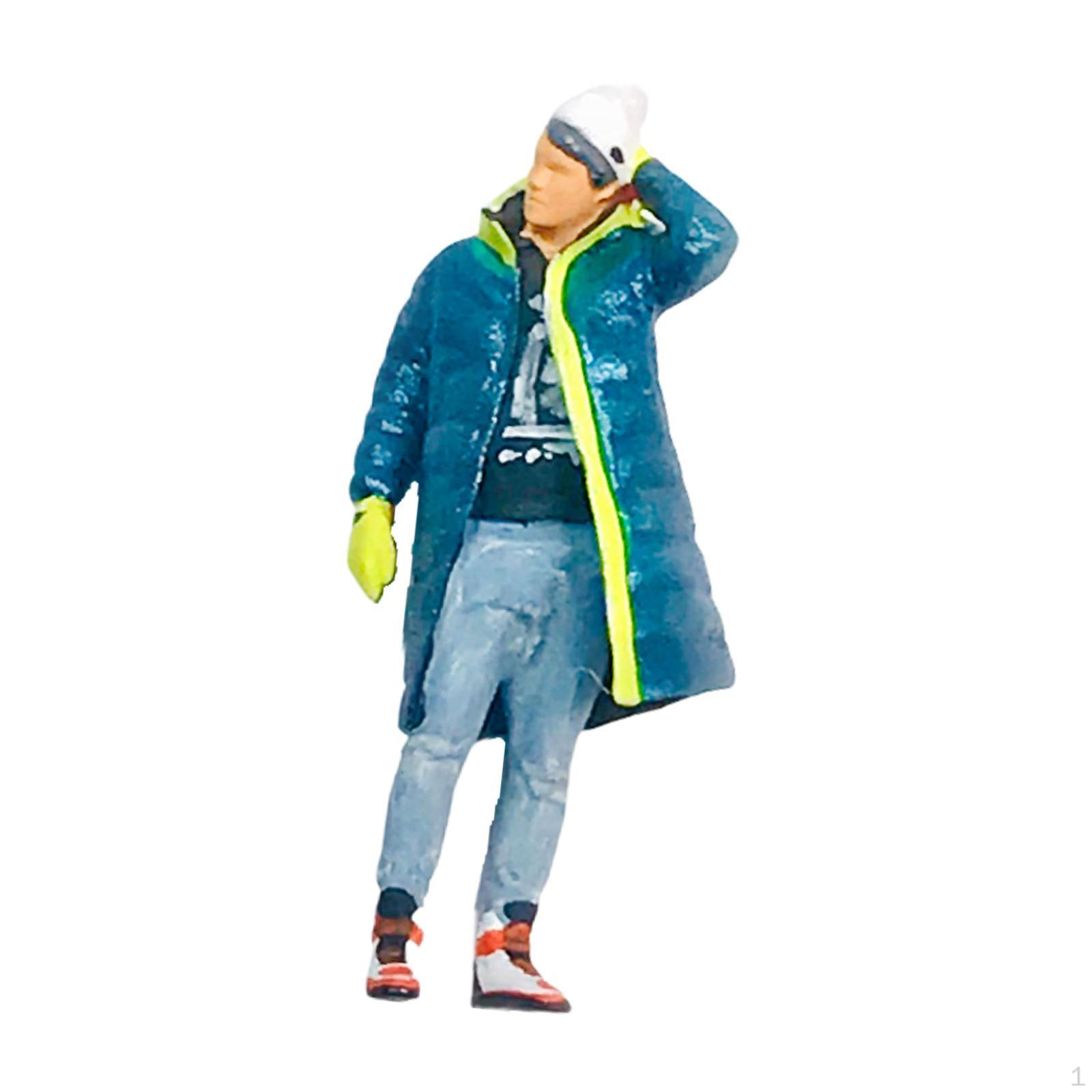 

1/64 Диорама Фигурки Персонаж Модный Человек Реалистичная Раскрашенная Миниатюрная Сцена Фигурка для Кукольного Дома синий